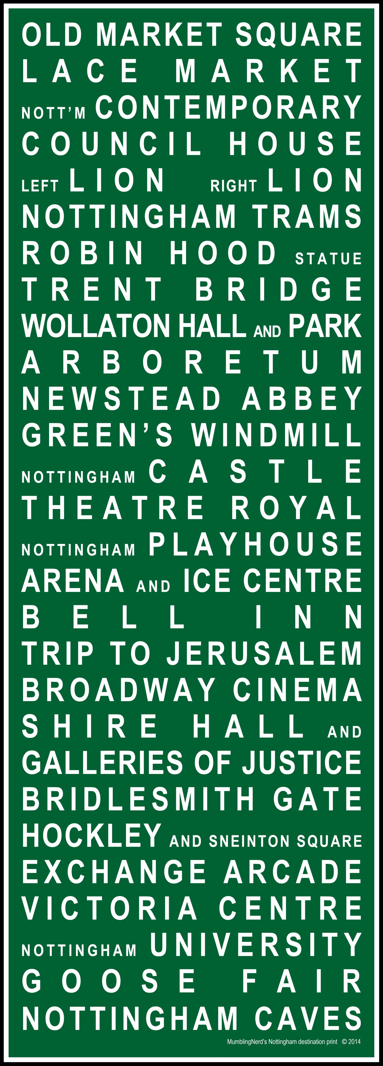 My Nottingham destination print