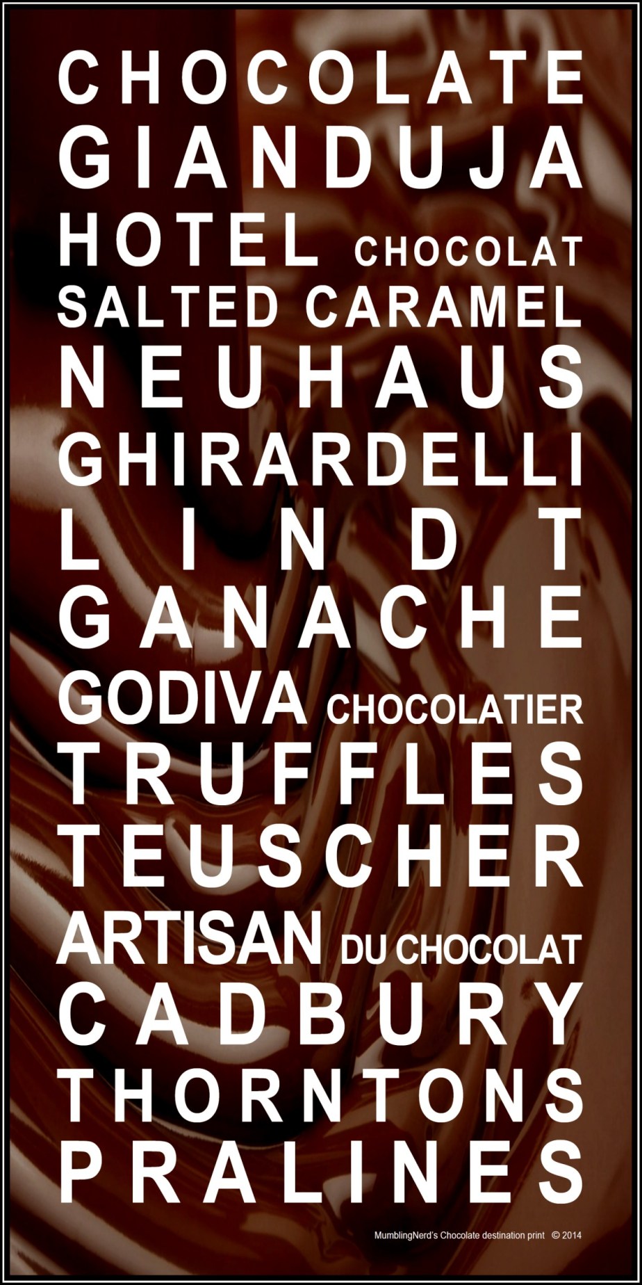 Chocolate destination print