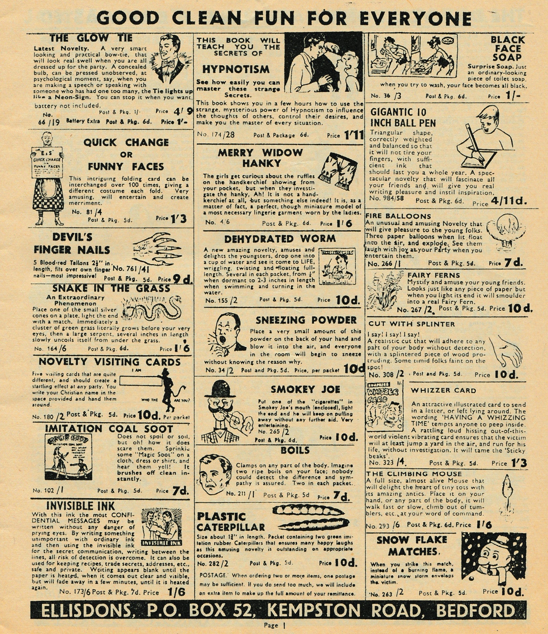 Ellisdons 1960s Joke Catalogue