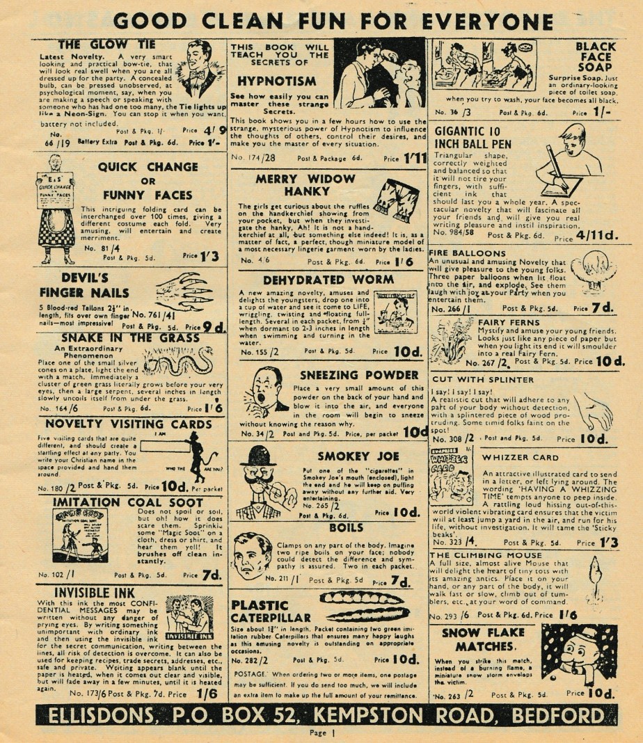 Ellisdons 1960s Joke Catalogue