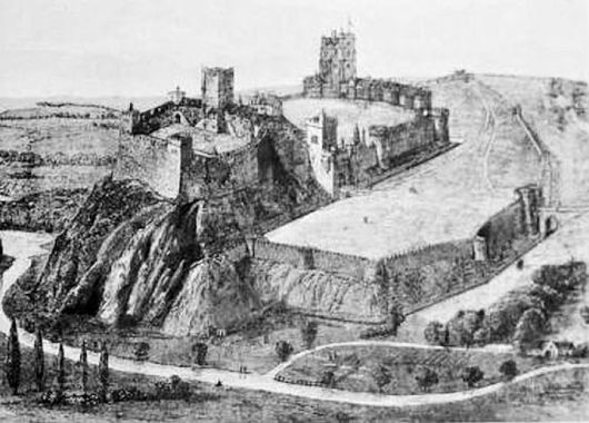 Reconstruction of the likely appearance of Nottingham Castle in the late medieval period